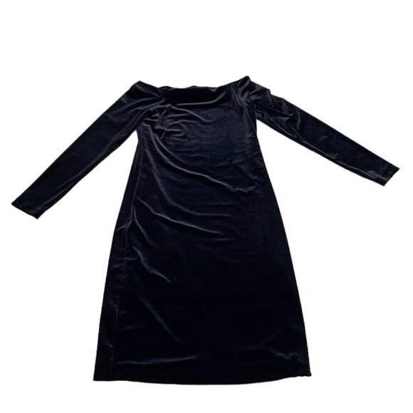 Three Dots Velvet Dress Long Sleeve Square Neck Black Size Small S - Picture 4 of 16